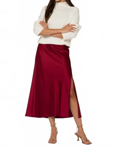 Velvet Heart Gypsy Satin Midi Skirt In Crimson In Pink