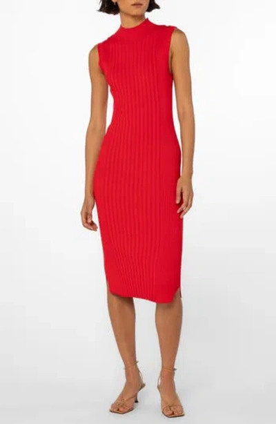 Velvet Heart Ireland Mock Neck Sleeveless Rib Sweater Dress In Red