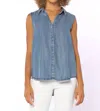 Velvet Heart Jaylene Sleeveless Shirt In Dark Chambray Blue In Blue