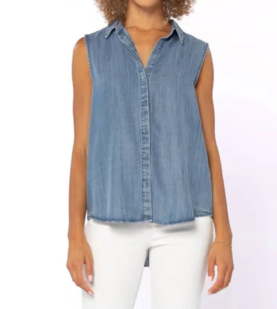 Velvet Heart Jaylene Sleeveless Shirt In Dark Chambray Blue
