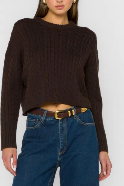Velvet Heart Kalliope Cable Knit Cropped Sweater In Brown