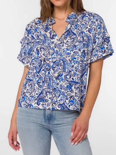 Velvet Heart Kenna Paisley Peasant Top In Blue Paisley In Multi