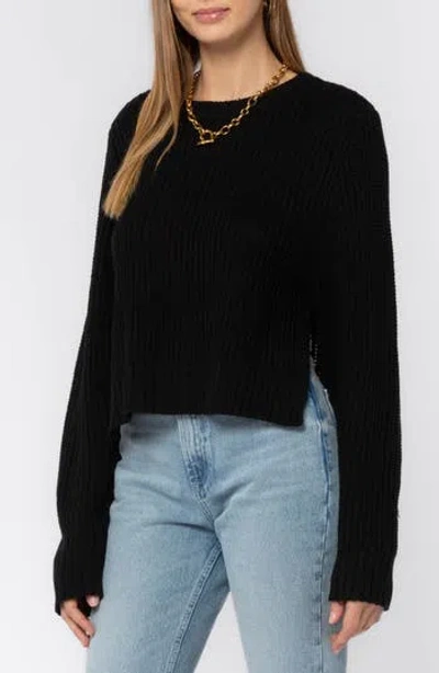Velvet Heart Korina Cropped Crewneck Sweater In Black