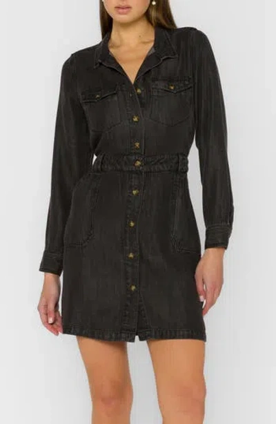 Velvet Heart Long Sleeve Utility Minidress In Black