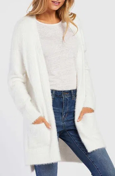 Velvet Heart Lynn Fuzzy Long Cardigan In White
