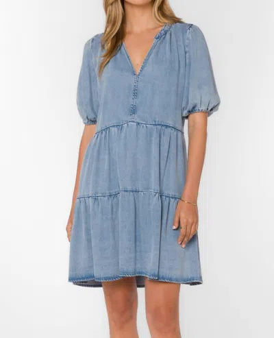 Velvet Heart Maracina Puff Sleeve Denim Dress In Light Skyfall In Blue