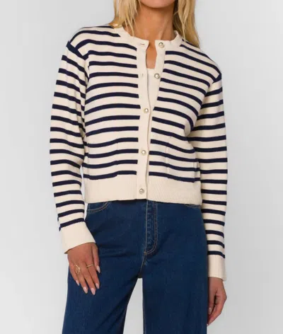 Velvet Heart Melinda Stripe Cardigan In Navy Blue In Black