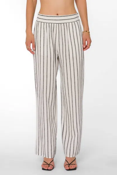 Velvet Heart Morelia Striped Linen Pants In Black Stripe