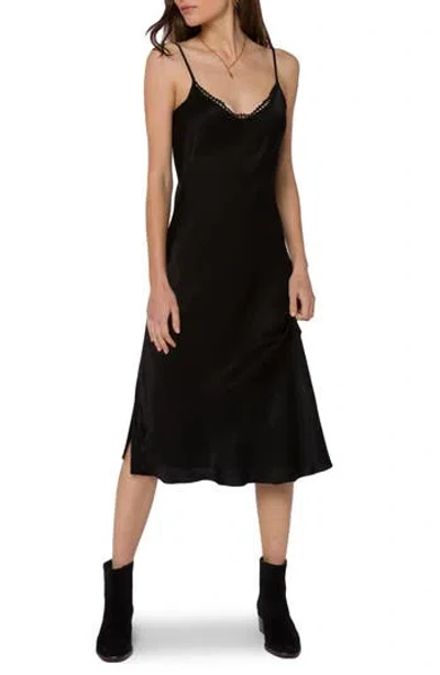 Velvet Heart Novelty Trim Midi Slipdress In Black