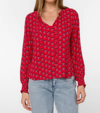 Velvet Heart Penny Top In Abstract Red Leaf In Multi