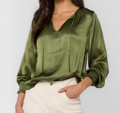 Velvet Heart Penny V Neck Blouse In Dried Thyme In Green