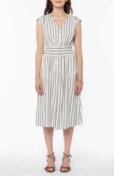 Velvet Heart Persa Stripe Linen Blend Midi Dress In White