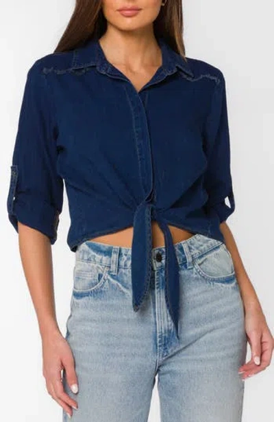 Velvet Heart Persefoni Tie Front Shirt In Dark Blue