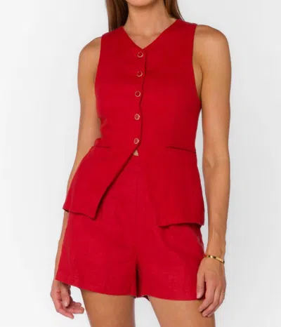 Velvet Heart Pisces Button Front Vest In Salsa Red