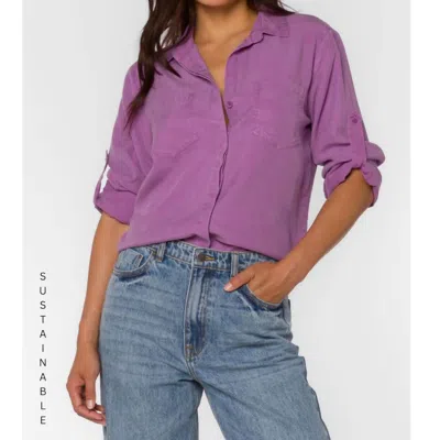 Velvet Heart Riley Split Back Button Top In Lavender In Purple