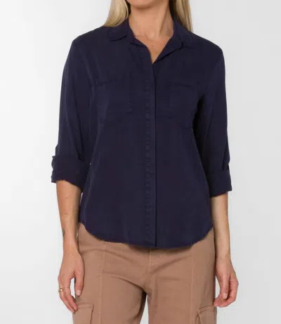 Velvet Heart Riley Long Sleeve Top In Midnight Navy In Blue