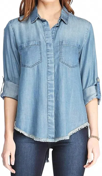 Velvet Heart Riley Tencel Button Down Shirt In Frayed In Multi