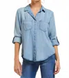 Velvet Heart Riley Tencel Button Down Shirt In Light Indigo Blue In Blue