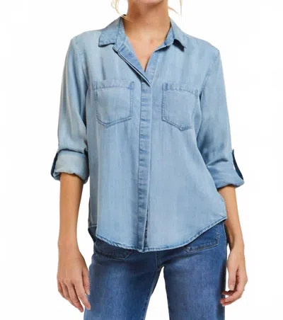 Velvet Heart Riley Tencel Button Down Shirt In Light Indigo Blue In Multi