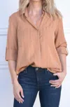 Velvet Heart Riley Terra White Stripe Blouse In Rust In Multi