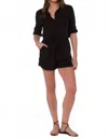 Velvet Heart Roll Sleeve Romper In Black In Black