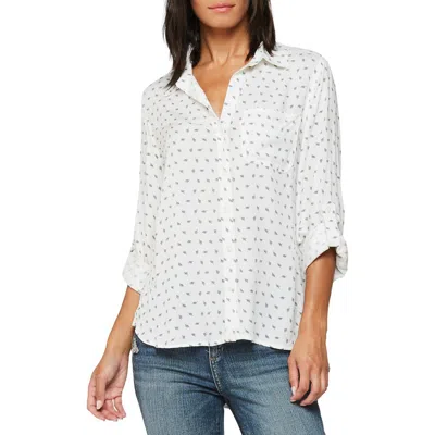 Velvet Heart Roll Tab Sleeve Shirt In White