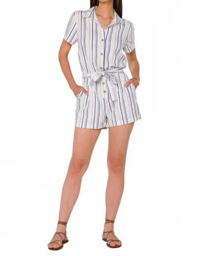 Velvet Heart Rosalie Romper In Navy/ Optic White Stripe In Blue