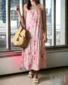 Velvet Heart Ruby Shoulder Tie Dress In Pink Orange Floral In Pink