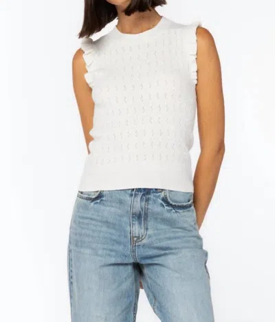 Velvet Heart Ruffle Sweater Tank In White