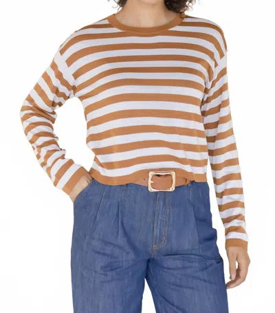 Velvet Heart Rumi Stripe Cropped Long Sleeve Tee In Cinnamon In Brown