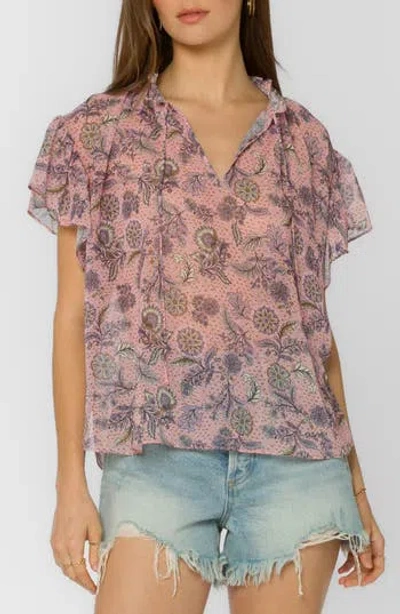 Velvet Heart Sahara Flutter Sleeve Top In Pink