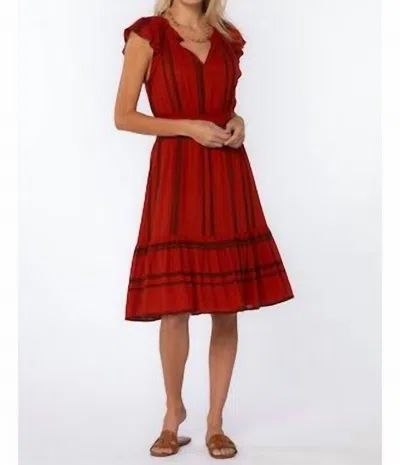 Velvet Heart Shiri Striped Dress In Red, Clay Striped