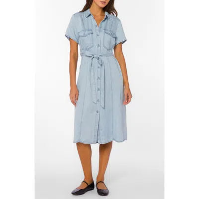 Velvet Heart Short Sleeve Chambray Midi Shirtdress In Blue