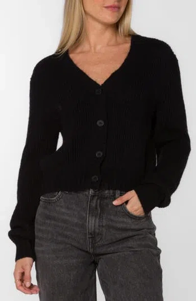 Velvet Heart Sunshine Fuzzy Crop Cardigan In Black