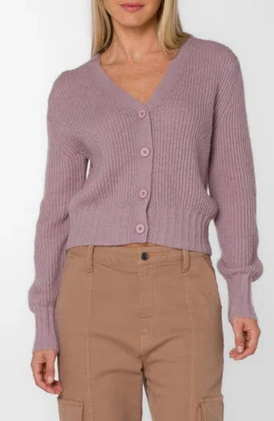Velvet Heart Sunshine Fuzzy Crop Cardigan In Gray