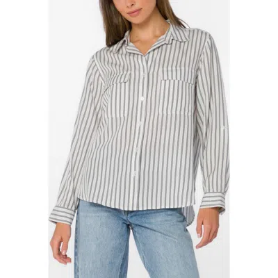 Velvet Heart Talma Roll Tab Sleeve Button-up Shirt In Mood Indigo Stripe