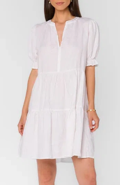 Velvet Heart Tiered Linen Blend Dress In White
