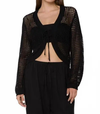 Velvet Heart Tovey Crochet Cardigan Sweater In Black