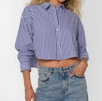 Velvet Heart Trinity Cropped Shirt In Iced Blue Stripe