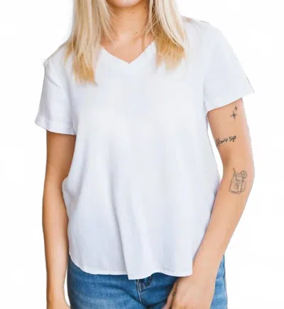 Velvet Heart V-neck Tencel Tee Top In Optic White