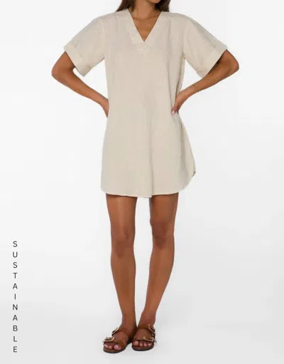 Velvet Heart Wilda V Neck Mini Dress In Wheat In Gold