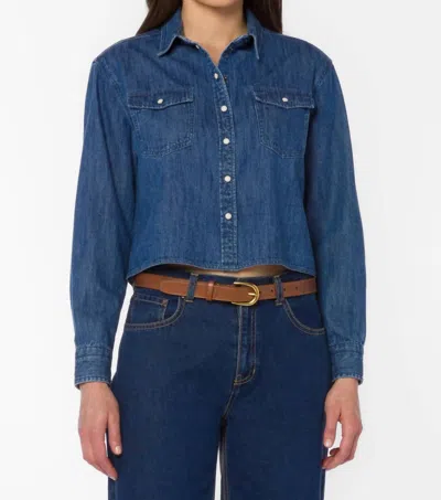 Velvet Heart Wilson Cropped Button Down Top In Calva In Blue