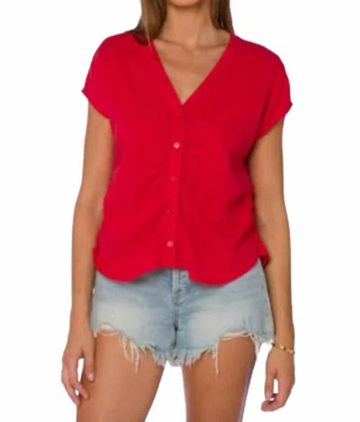 VELVET HEART WOMEN'S ALENA CAP SLEEVE LINEN TOP IN RED