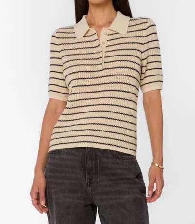 Velvet Heart Women's Laurie Top In French Navy Pristine Stripe In Brown