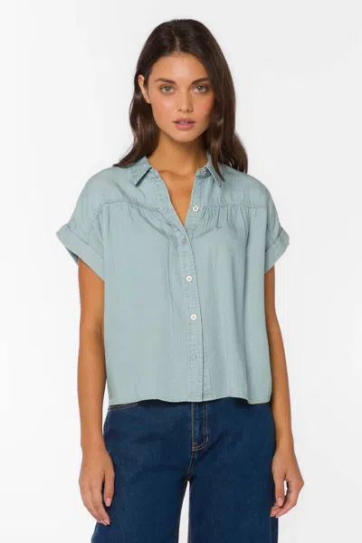 Velvet Heart Xander Button Blouse In Catalina Sky In Green