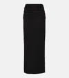 Velvet Hilton Ruched Jersey Midi Skirt In Black