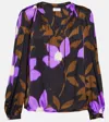 Velvet Isa Printed Satin Top In Multicoloured