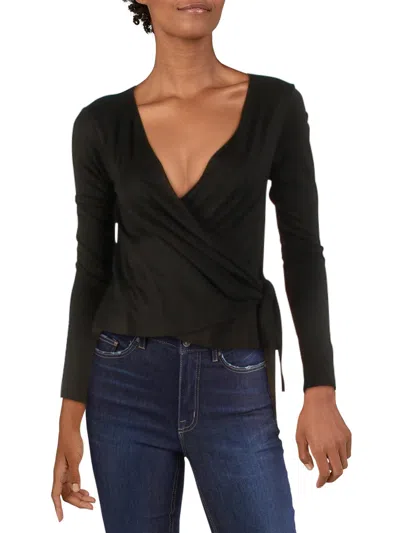 Velvet Janessa Womens Off The Shoulder V-neck Wrap Top In Black