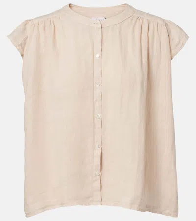 Velvet Janey Linen Shirt In Pink