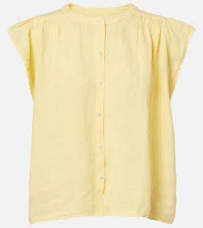 Velvet Janey Linen Shirt In Yellow
